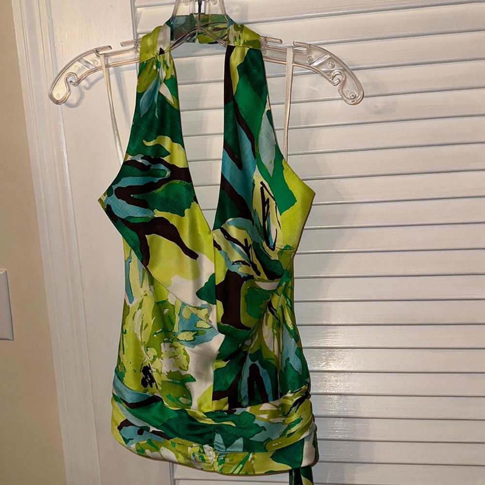 Banana Republic silk, print, ruched top, XS